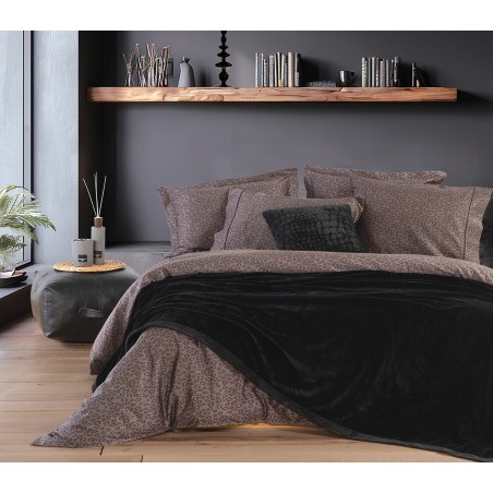 Κουβέρτα Βελουτέ Υπέρδιπλη Nef-Nef Velosso Black 230x240