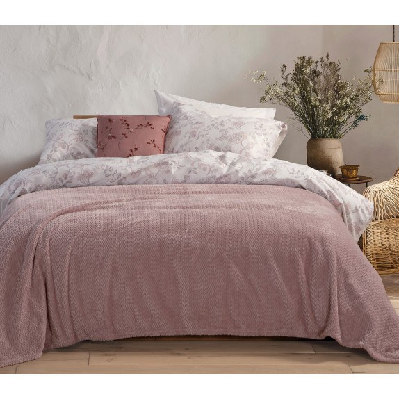 Κουβέρτα Fleece Μονή Nef-Nef Worth Mauve 160x220