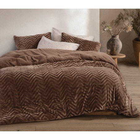 Σετ Παπλωματοθήκη Fleece Μονή 2 Τεμαχίων Nef-Nef Carmen Mocca 160x220