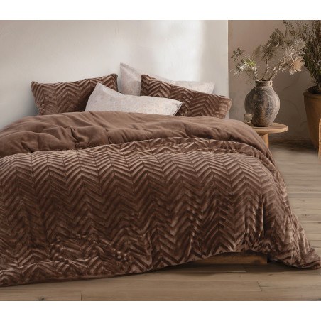 Σετ Παπλωματοθήκη Fleece Μονή 2 Τεμαχίων Nef-Nef Carmen Mocca 160x220