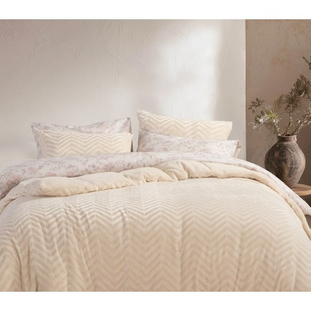 Σετ Παπλωματοθήκη Fleece Μονή 2 Τεμαχίων Nef-Nef Carmen Mocca 160x220