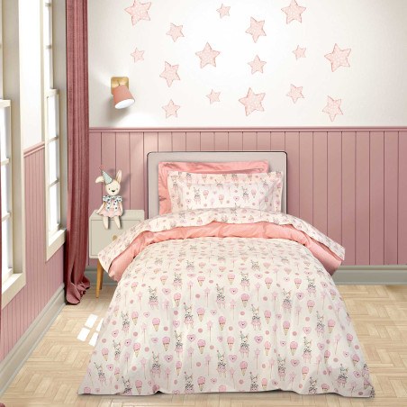 Σετ Παιδικά Σεντόνια Μονά 3 Τεμαχίων Greenwich Polo Club 8859 Pink-Ivory 170x260