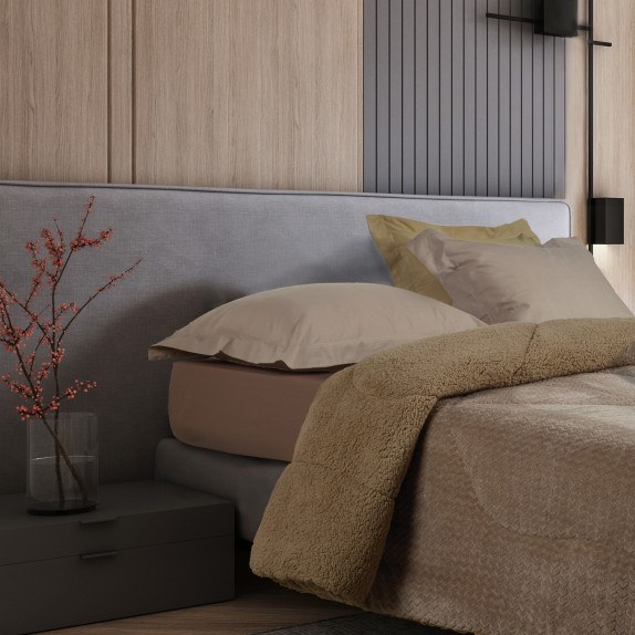 Κουβερτοπάπλωμα Μονό με Γούνα Sherpa Das Home 1367 Taupe...