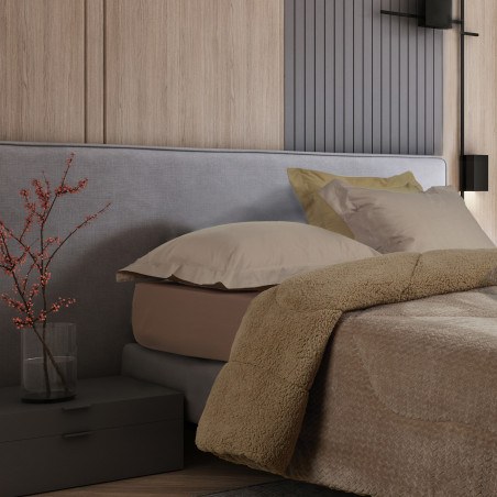 Κουβερτοπάπλωμα Μονό με Γούνα Sherpa Das Home 1367 Taupe 160x220