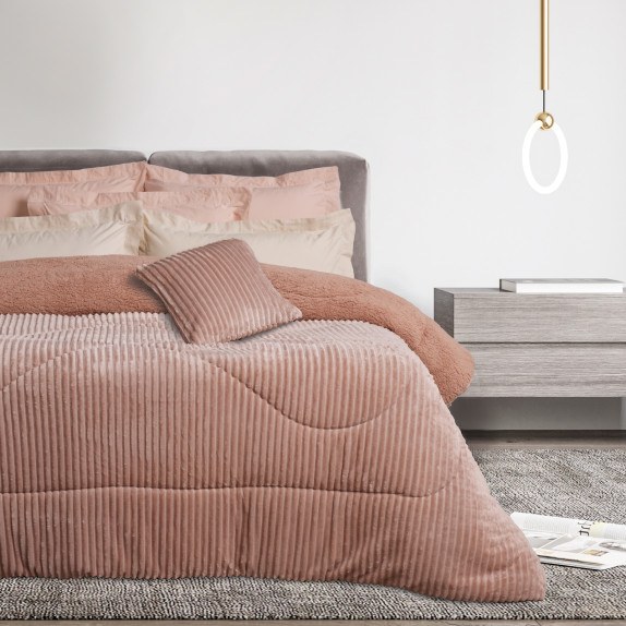 Κουβερτοπάπλωμα Μονό με Γούνα Sherpa Das Home 1363 Nude...