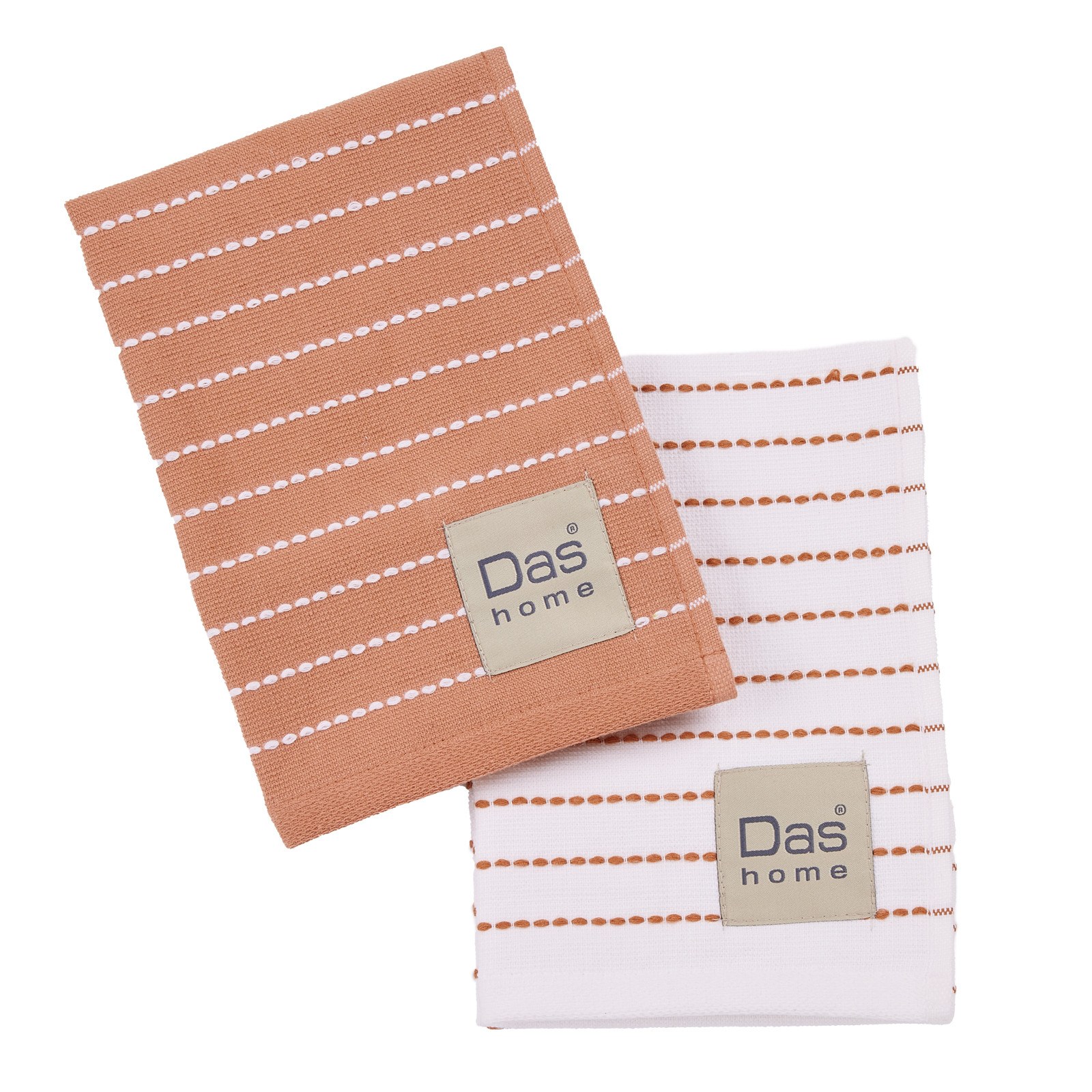 Σετ Ποτηρόπανα 2 Τεμαχίων Das Home 0826 Teracotta-White