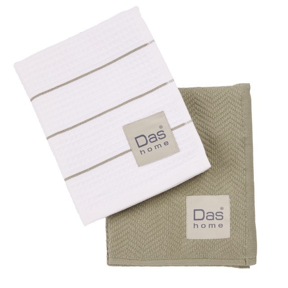 Σετ Ποτηρόπανα 2 Τεμαχίων Das Home 0827 White-Green 30x50