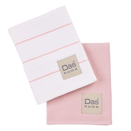Σετ Ποτηρόπανα 2 Τεμαχίων Das Home 0828 White-Pink 30x50