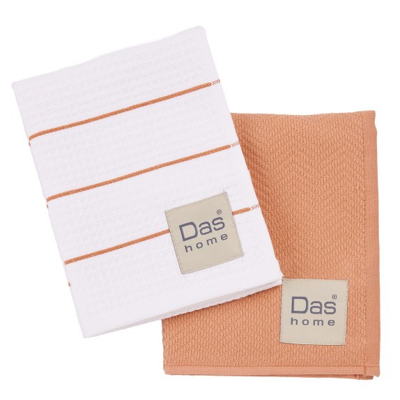 Σετ Ποτηρόπανα 2 Τεμαχίων Das Home 0831 White-Teracotta...