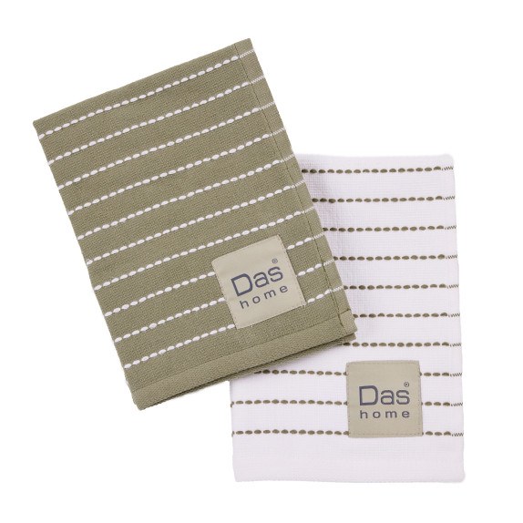 Σετ Ποτηρόπανα 2 Τεμαχίων Das Home 0822 Green-White 30x50