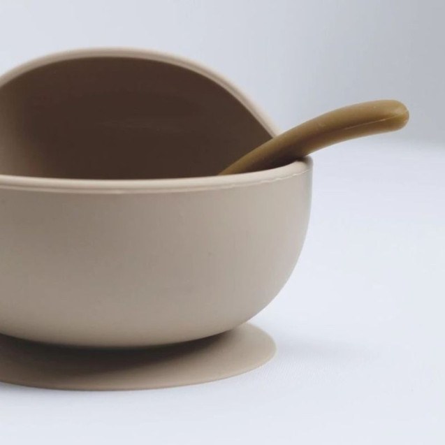 Σετ μπωλ Σιλικόνης & Κουτάλι Μπεζ Trois Kilos Sept