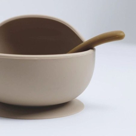 Σετ μπωλ Σιλικόνης & Κουτάλι Μπεζ Trois Kilos Sept