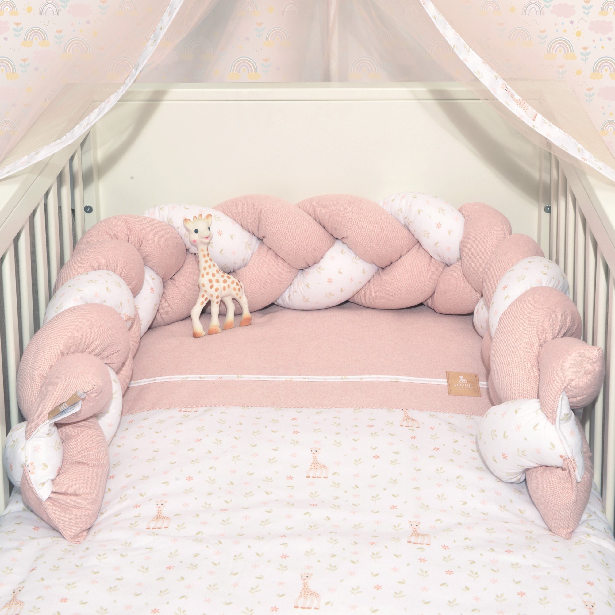 Πλεξούδα τριπλή βαμβακερή 20x200 με ειδική εσωτερική επένδυση Design 502 Sophie La Girafe