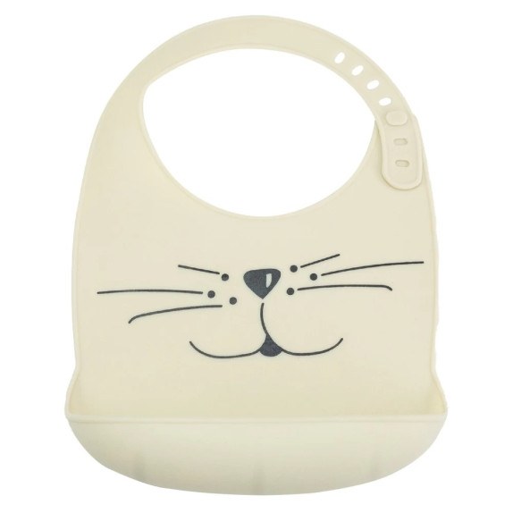 Σαλιάρα σιλικόνης Cat μπεζ της Trois Kilos Sept