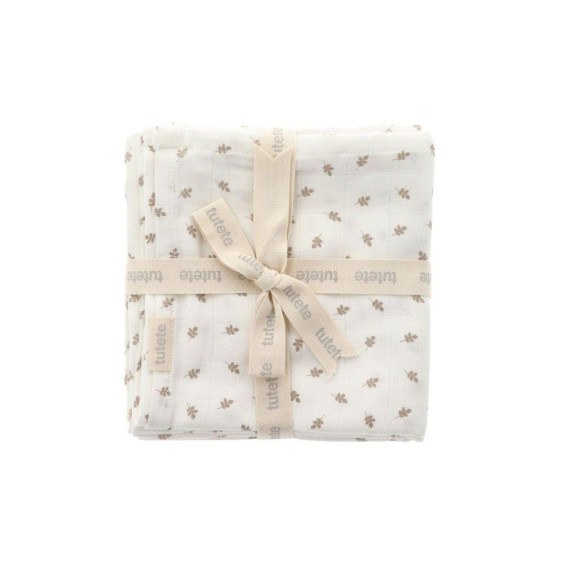 Σετ 2 Πάνες Μουσελίνας Leaves Άσπρο Tutete