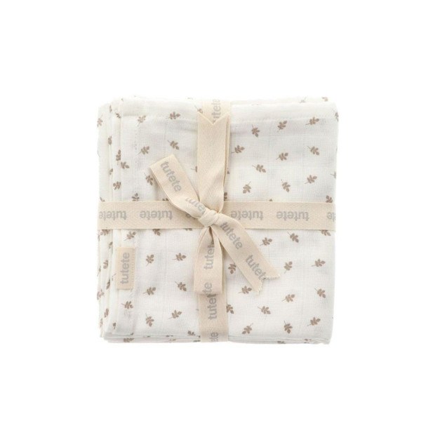 Σετ 2 Πάνες Μουσελίνας Leaves Άσπρο Tutete