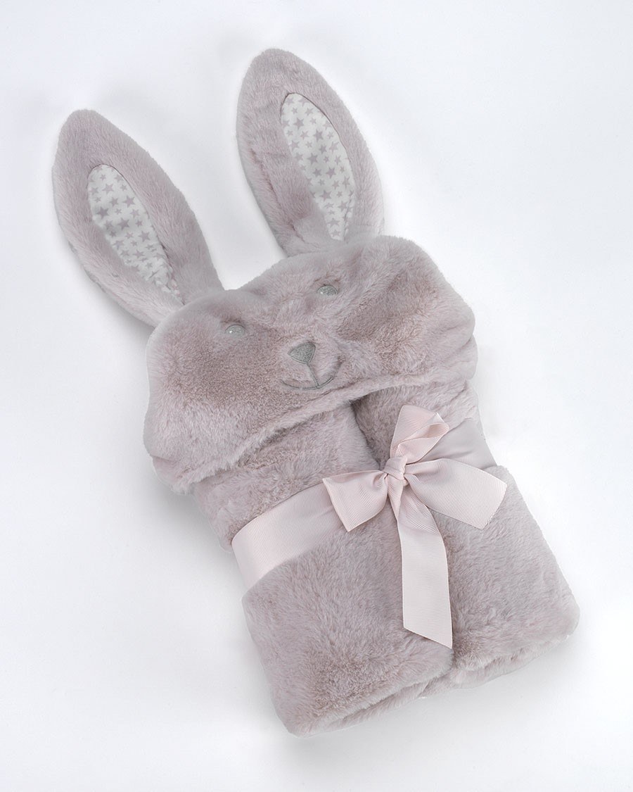 MORA SPAIN Κουβέρτα MORA POMPON RABBIT Σάπιο Μήλο 75Χ95cm