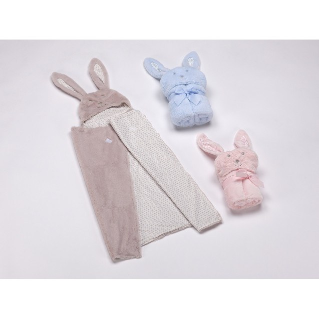 Κουβέρτα ΜORA POMPON RABBIT Ροζ 75Χ95 cm