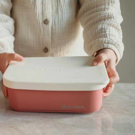 Lunch Box Μεταλλικό 900 ml Ροζ Με Καπάκι Σιλικόνης Smikkels