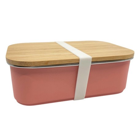 Lunch Box Με Καπάκι Από Bamboo 900ml Ροζ - Smikkels