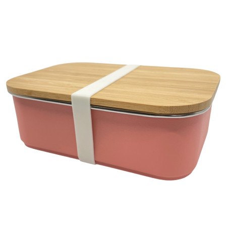 Lunch Box Με Καπάκι Από Bamboo 900ml Ροζ - Smikkels