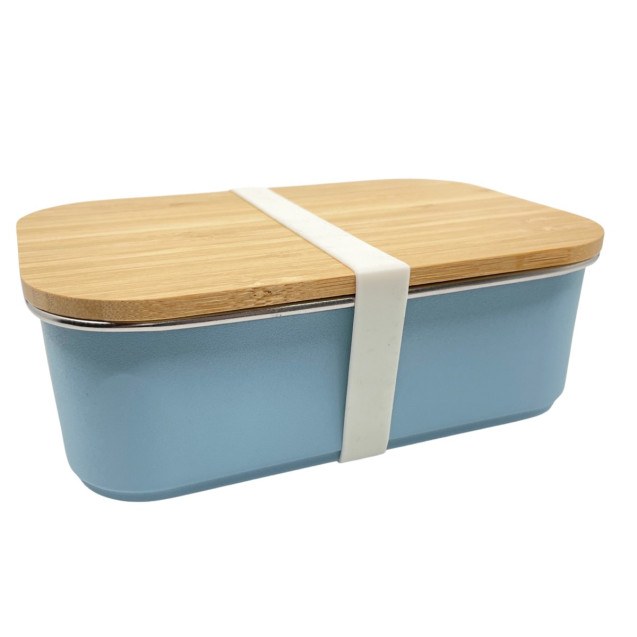 Lunch Box Με Καπάκι Από Bamboo 900ml Μπλε -...