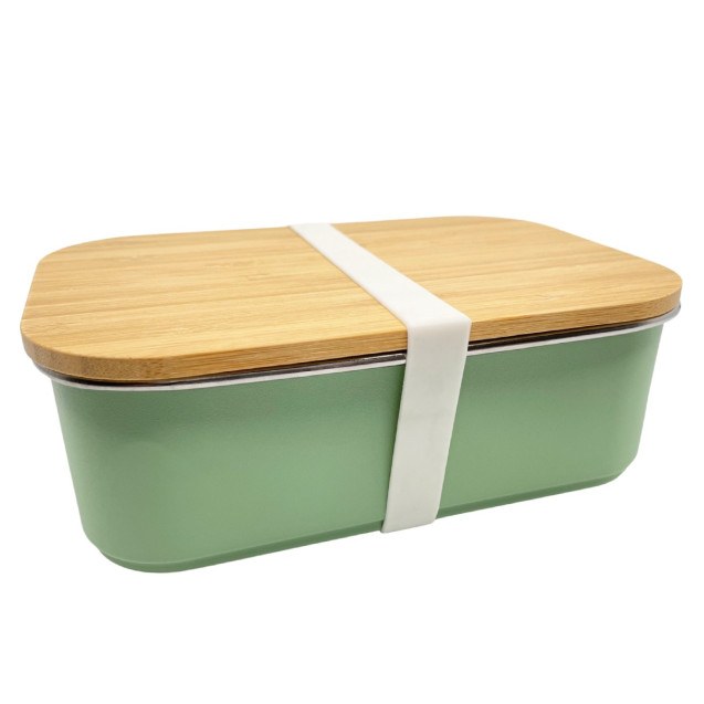 Lunch Box Με Καπάκι Από Bamboo 900ml Πράσινο -...
