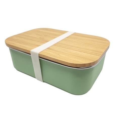 Lunch Box Με Καπάκι Από Bamboo 900ml Πράσινο - Smikkels