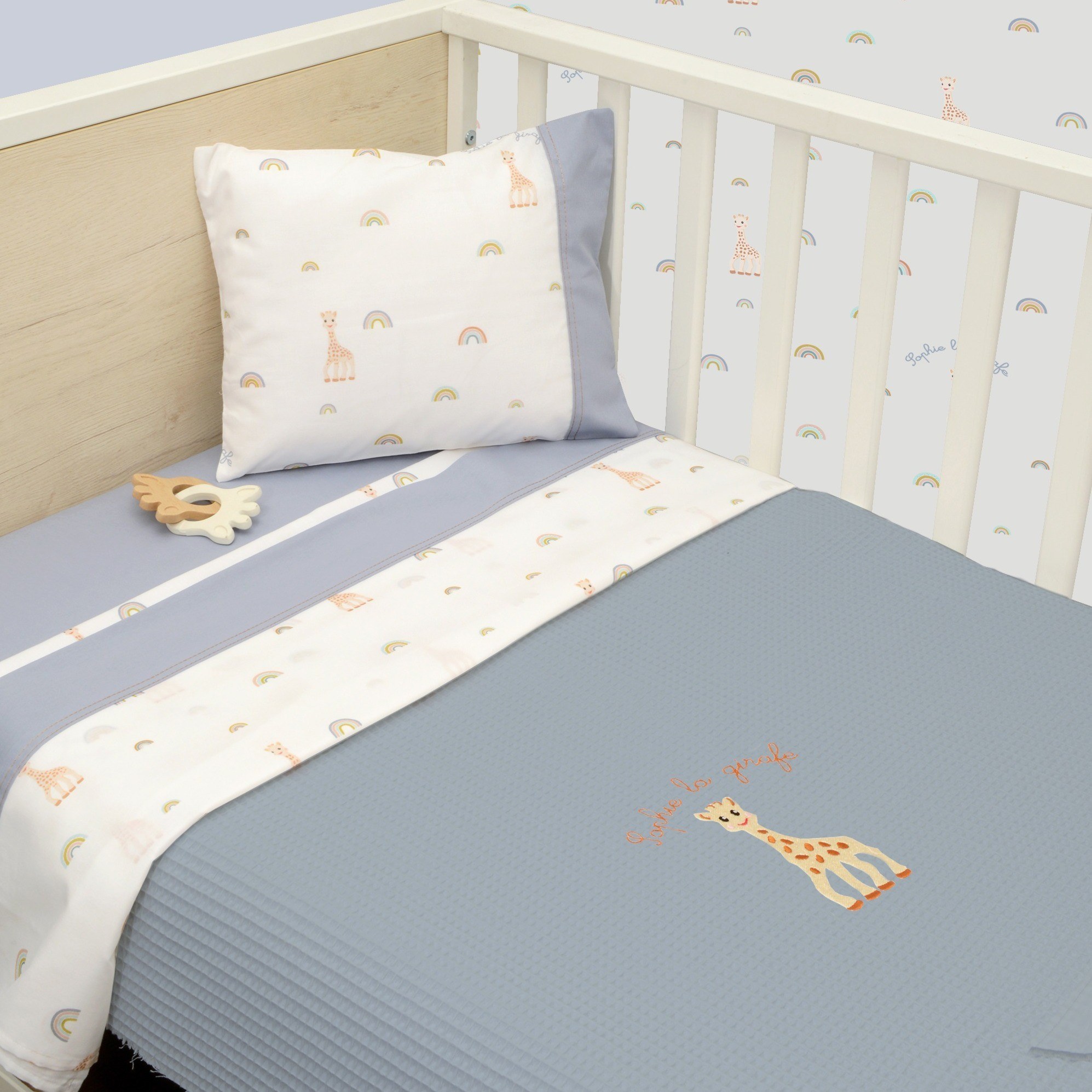 Κουβέρτα Πικέ Κούνιας 100x140 Design 501 Sophie La Girafe