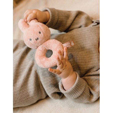 Κουδουνίστρα Από Βελουτέ Ύφασμα Ροζ Miffy Flowers