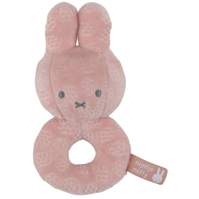 Κουδουνίστρα Από Βελουτέ Ύφασμα Ροζ Miffy Flowers