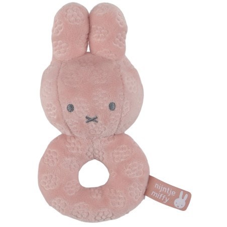 Κουδουνίστρα Από Βελουτέ Ύφασμα Ροζ Miffy Flowers