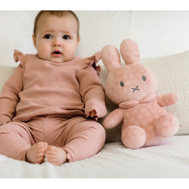 Λούτρινο Από Βελουτέ Ύφασμα 30cm Ροζ Miffy Flowers