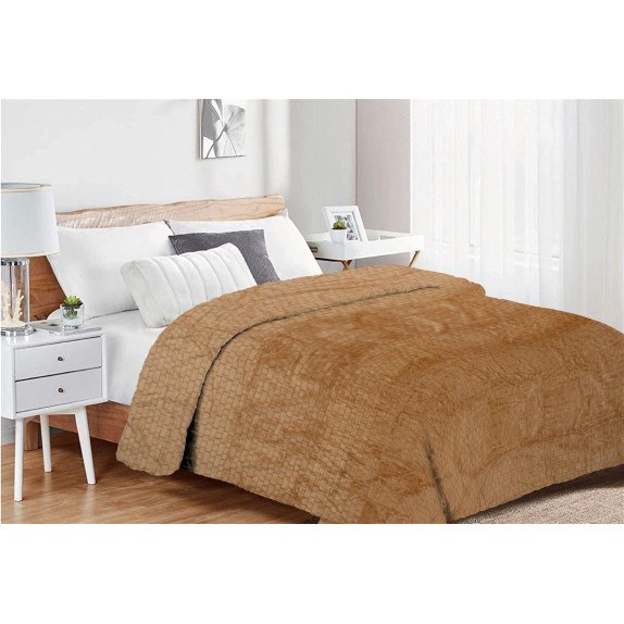 Κουβέρτα Fleece Μονή Dimcol Jacquard Brick 02 160x220 Beige