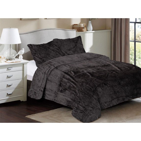 Κουβέρτα Fleece Μονή Dimcol Solid 08 160x220 Grey-Black