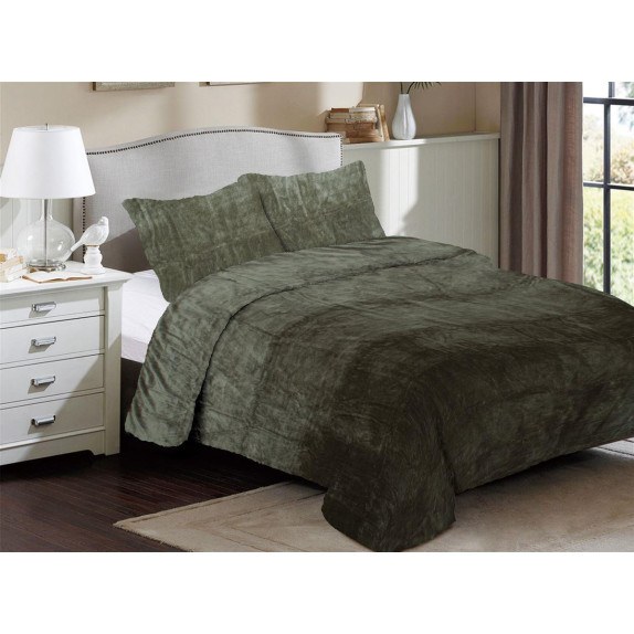 Κουβέρτα Fleece Υπέρδιπλη Dimcol Solid 07 220x240 Olive