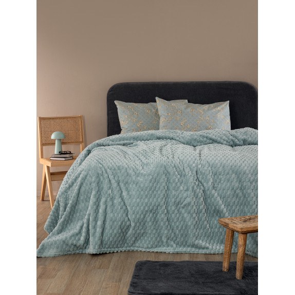 Κουβέρτα Fleece Υπέρδιπλη Palamaiki Aster Jade 220x240