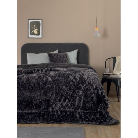 Κουβερτοπάπλωμα King Size με Γούνα Sherpa Palamaiki Nadine/5 Coal 240x260