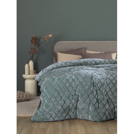 Κουβερτοπάπλωμα King Size με Γούνα Sherpa Palamaiki Nadine/5 Jade 240x260