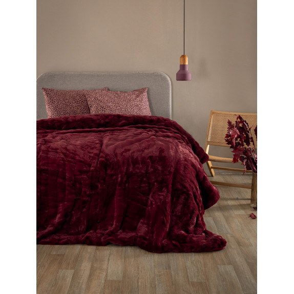 Κουβερτοπάπλωμα Υπέρδιπλο με Γούνα Palamaiki Ember Wine...