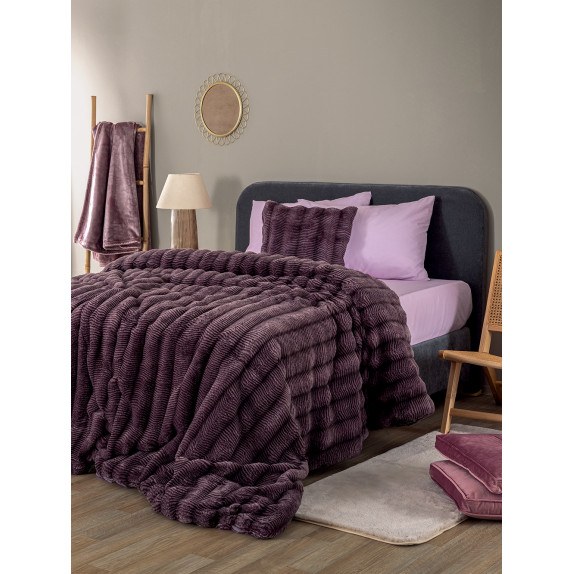 Κουβερτοπάπλωμα Υπέρδιπλο με Γούνα Palamaiki Juno Purple...