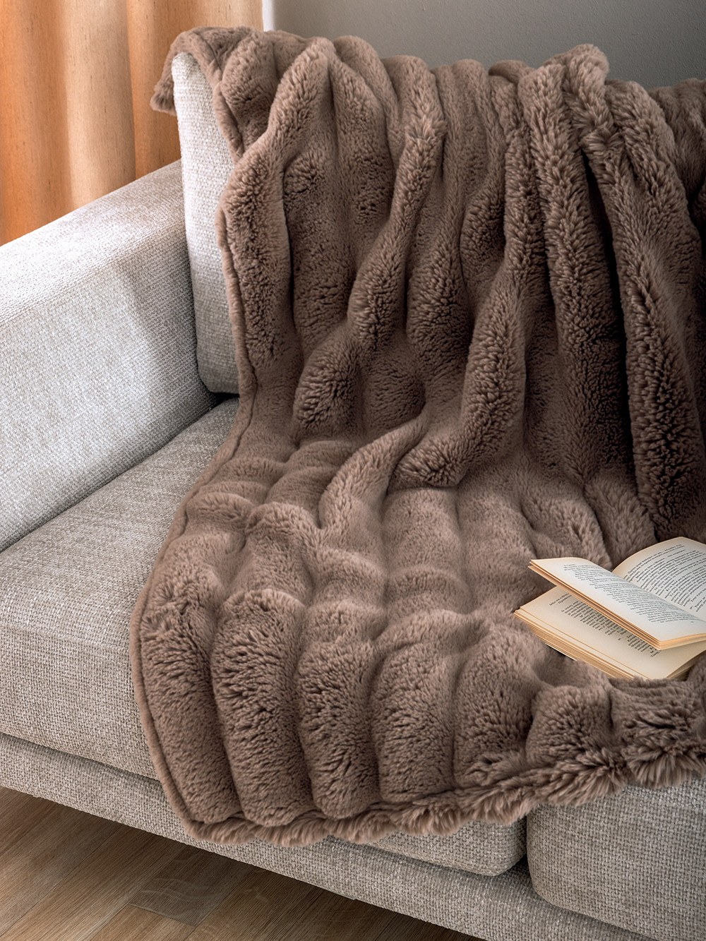 Κουβέρτα Μονή με Γούνα Palamaiki Heather Brown 160x220