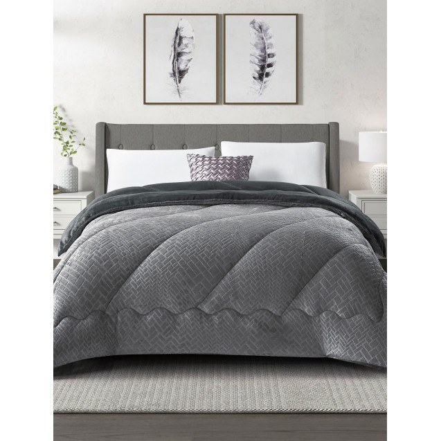 Κουβερτοπάπλωμα Υπέρδιπλο Madi Blankoro Ανθρακί...