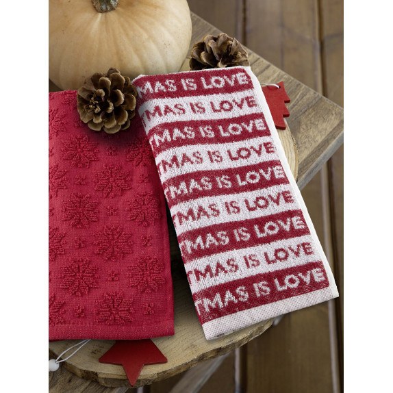 Σετ Πετσέτες Κουζίνας 2 Τεμαχίων Nima Christmas Love 40x60
