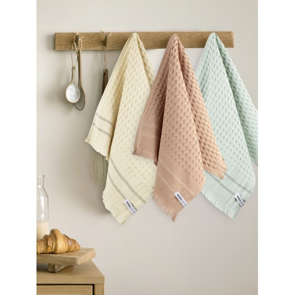 Σετ Πετσέτες Κουζίνας 3 Τεμαχίων Nima Waffle 50x70