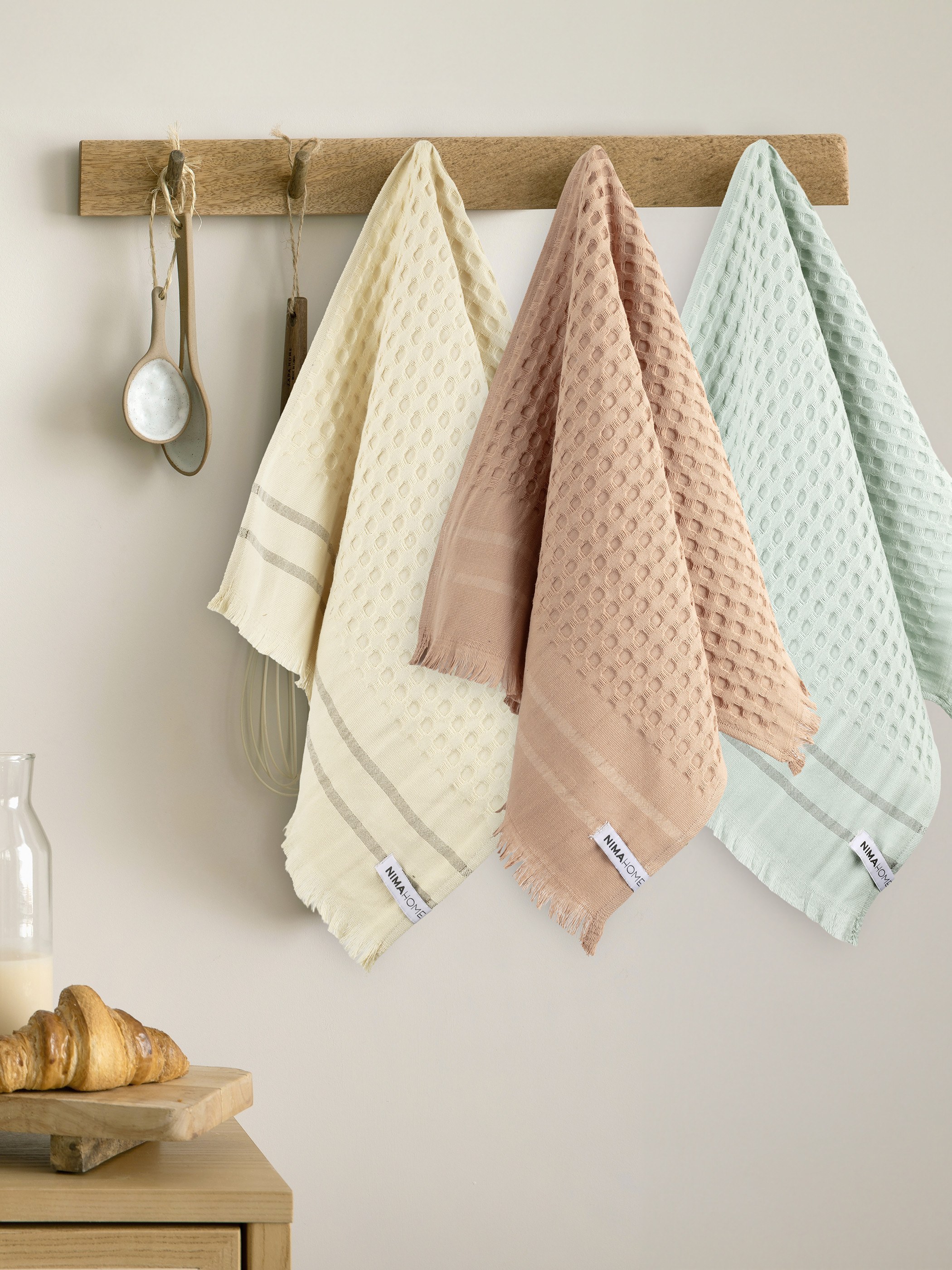 Σετ Πετσέτες Κουζίνας 3 Τεμαχίων Nima Waffle 50x70