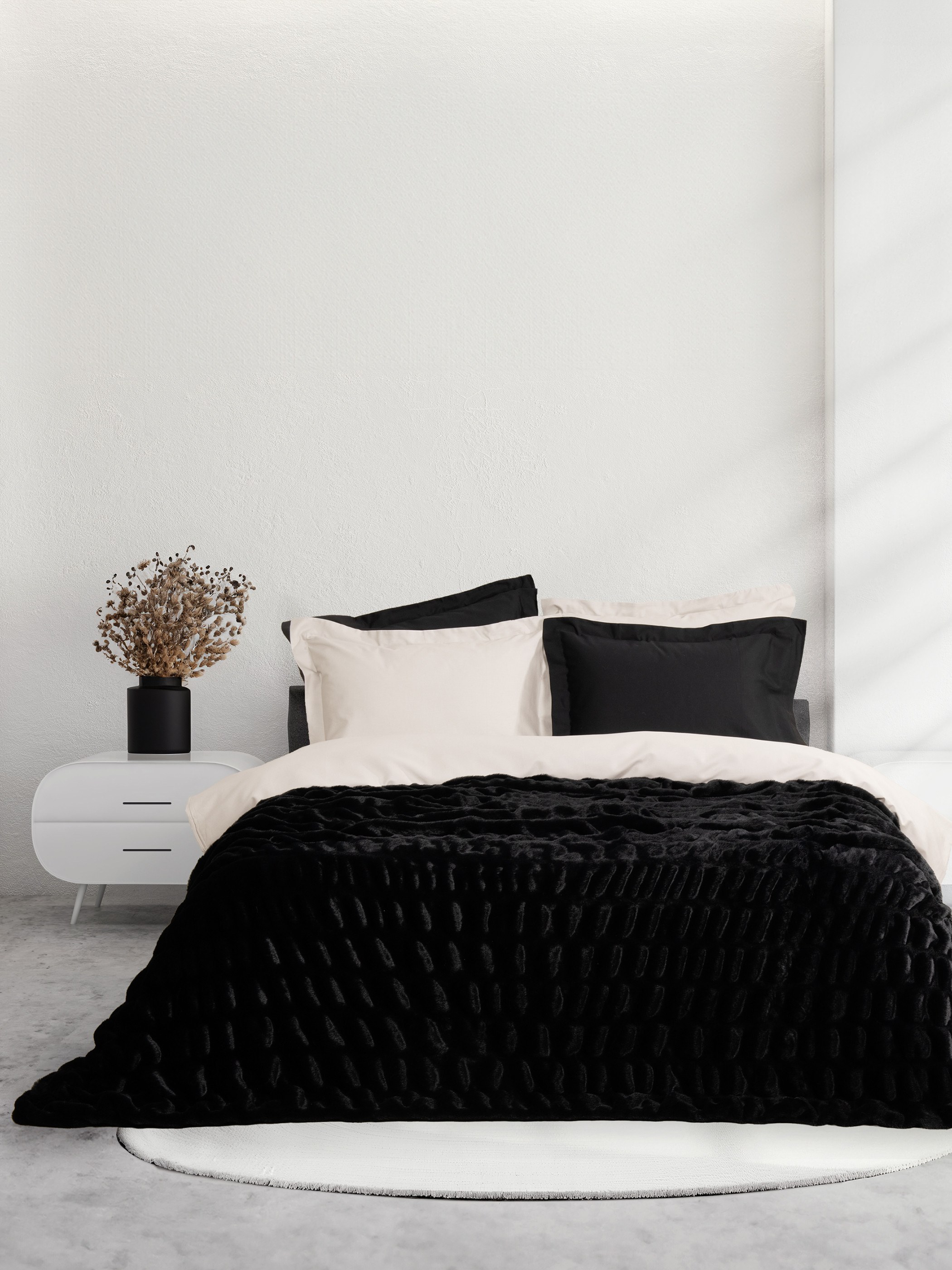 Κουβέρτα Υπέρδιπλη Nima Mossy Black 220x240