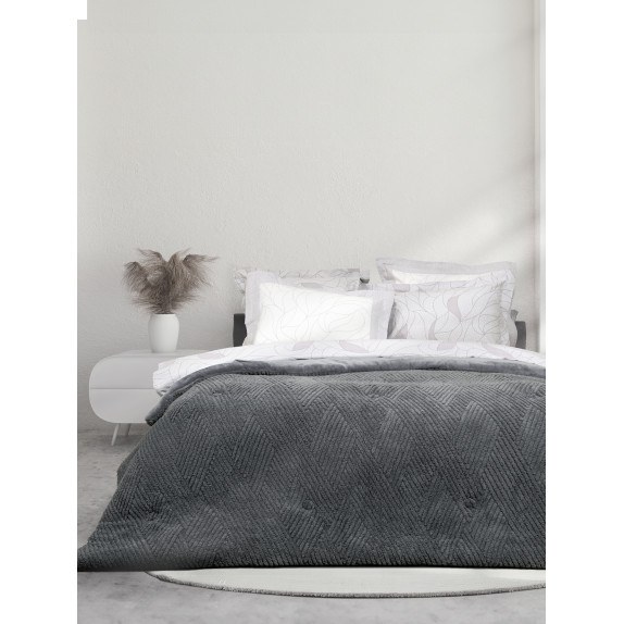 Κουβερτοπάπλωμα Υπέρδιπλο Nima Velva Dark Gray 220x240