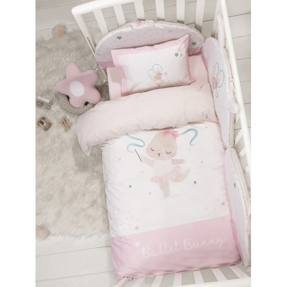 Σετ Σεντόνια Κούνιας 3 Τεμαχίων Nima Ballet Bunny 120x170