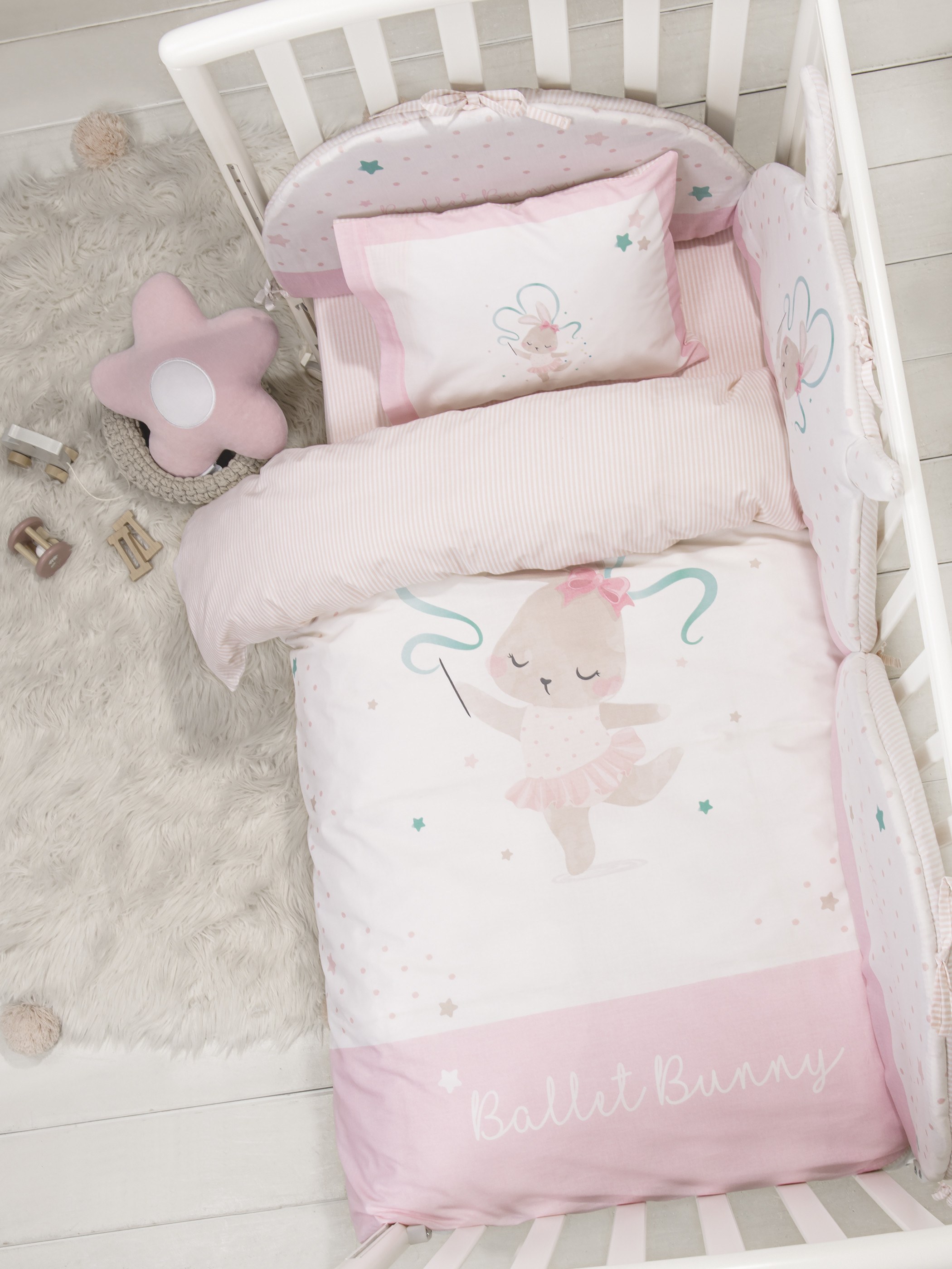 Σετ Σεντόνια Κούνιας 3 Τεμαχίων Nima Ballet Bunny 120x170